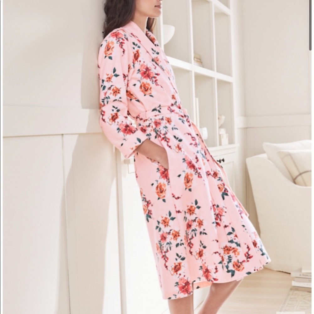 Garnet Hill Flannel Rose Peach Colored Bathrobe